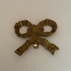 Vintage Bombay Company Solid Brass Ribbon Hook Wall Door Wreath Hanger/Holder